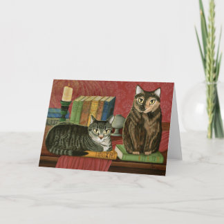 Classic Literary Cats Poe, Dickens Stoker Art Card