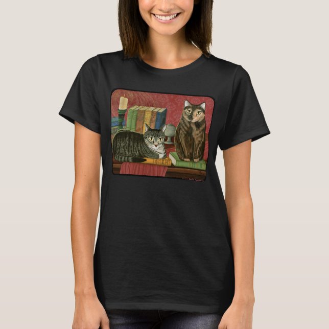 Classic Literary Cats Poe Dickens Stoker Art Shirt (Front)