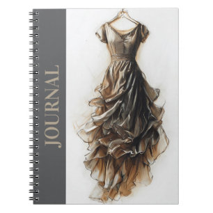 Classic Little Black Dress LBD Diary Beige Notebook