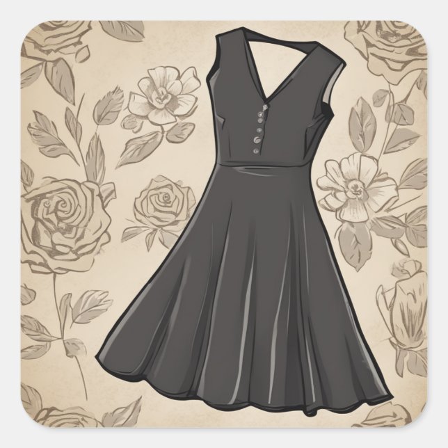 Classic Little Black Dress (LBD) Square Sticker (Front)