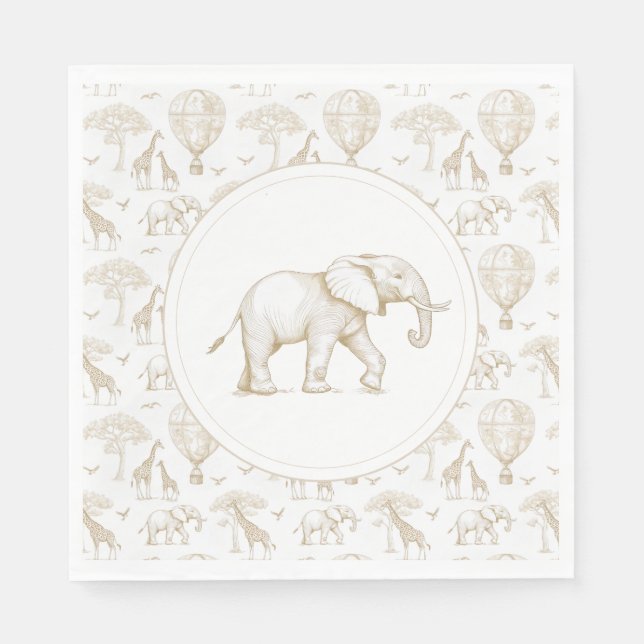 Classic Little Wild One Baby Shower Toile Napkins (Front)