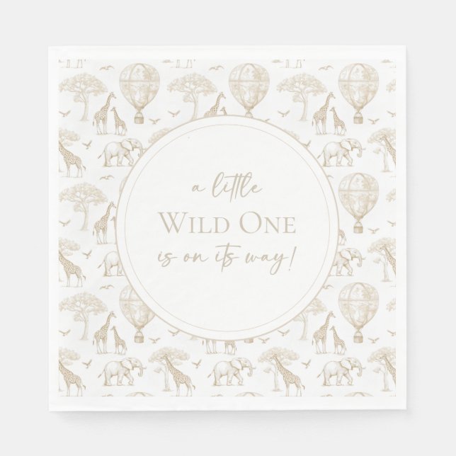 Classic Little Wild One Baby Shower Toile Napkins (Front)
