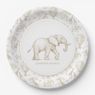 Classic Little Wild One Baby Shower Toile Paper Plates