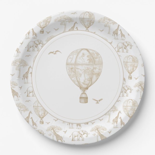 Classic Little Wild One Baby Shower Toile Paper Plates (Front)