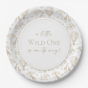 Classic Little Wild One Baby Shower Toile Paper Plates