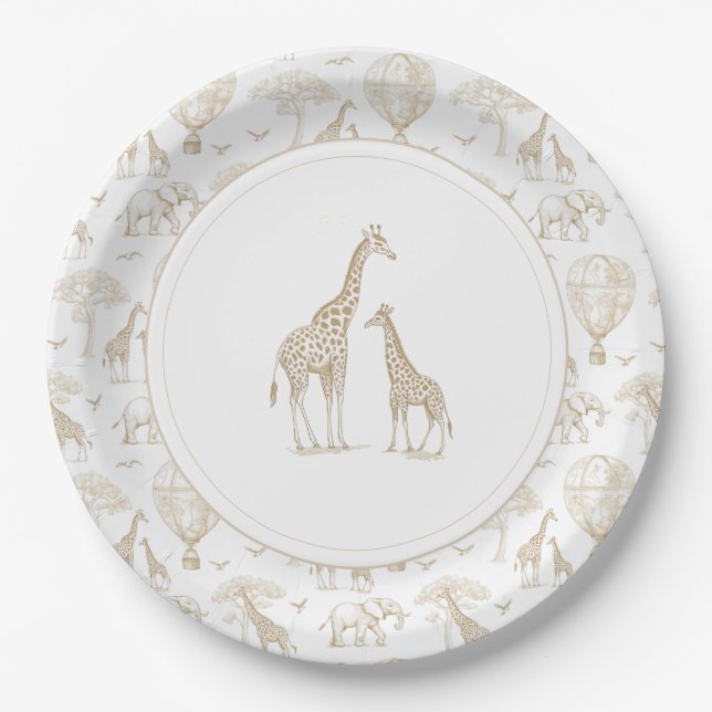 Classic Little Wild One Baby Shower Toile Paper Plates (Front)