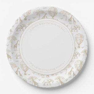 Classic Little Wild One Baby Shower Toile Paper Plates