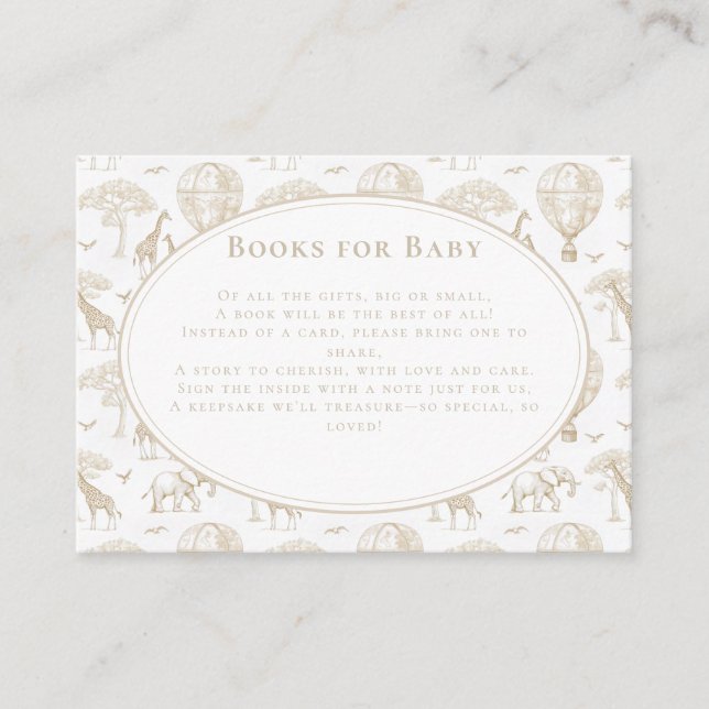Classic Little Wild One Toile Baby Shower Enclosure Card (Front)