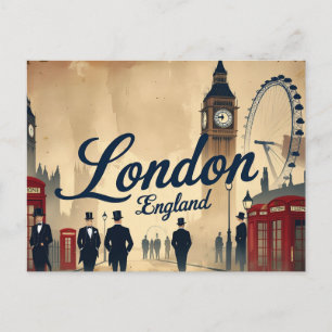 Classic London in Retro Postcard