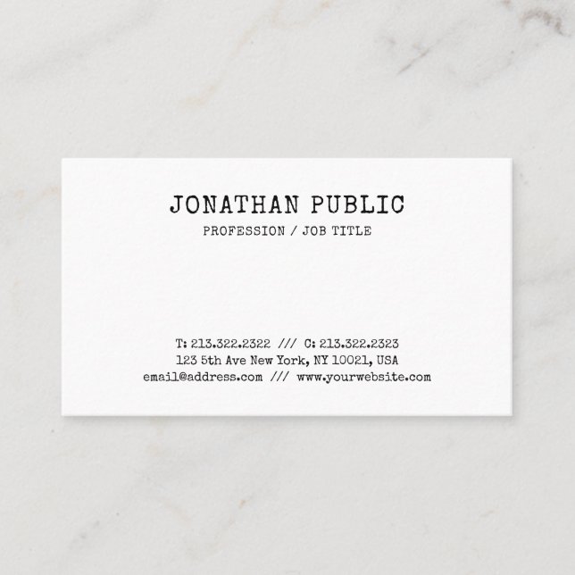 Classic Look Elite Simple Design Template Nostalgy Business Card (Front)