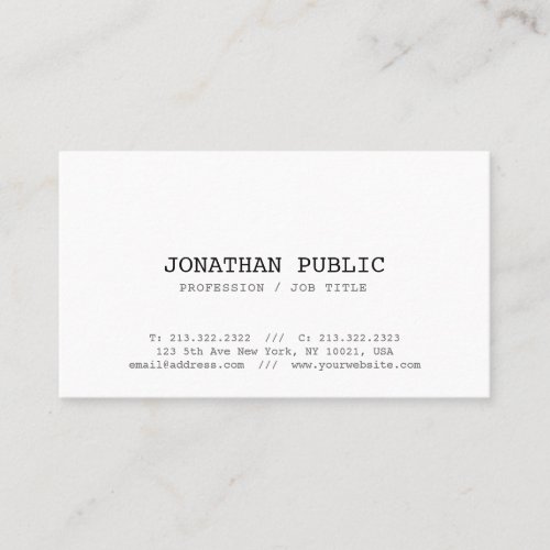 Classic Look Graphic Design Clean Vintage White Business Card