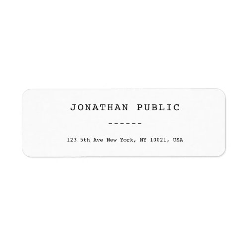 Classic Look Template Simple Chic Return Address Label