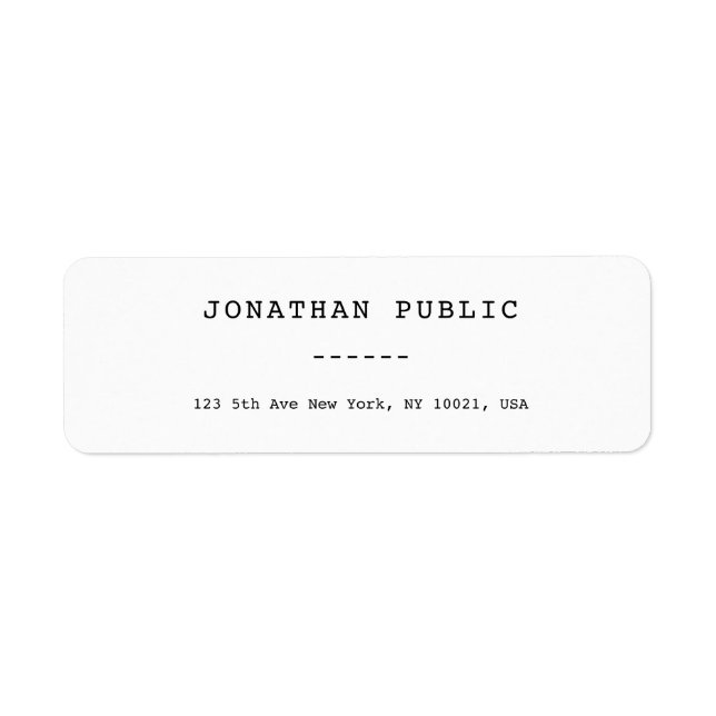 Classic Look Template Simple Chic Return Address Label (Front)