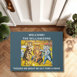 Classic Louis Wain Cats Playing Golf Personalized Doormat