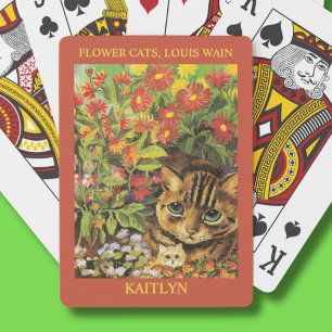 Classic Louis Wain Flower Cats Personalized Poker Cards
