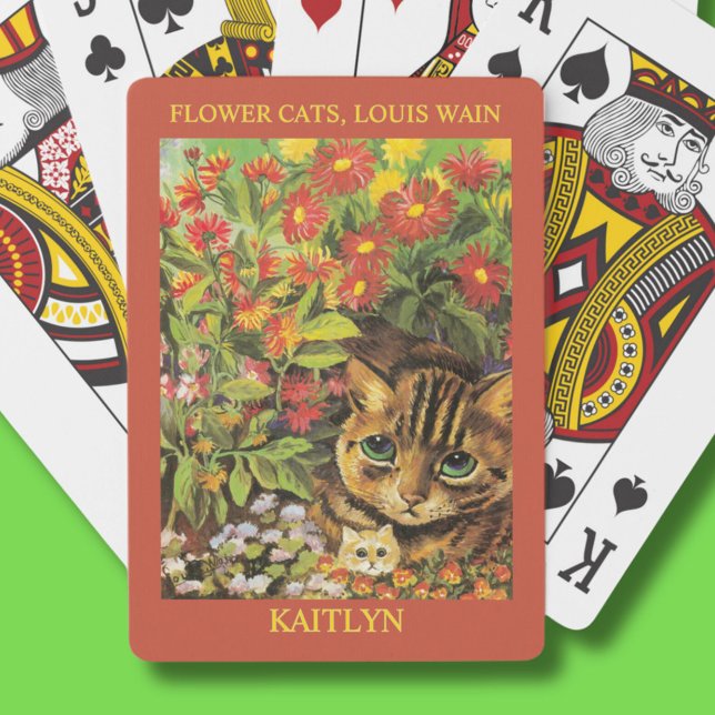 Classic Louis Wain Flower Cats Personalized Poker Cards (Creator Uploaded)