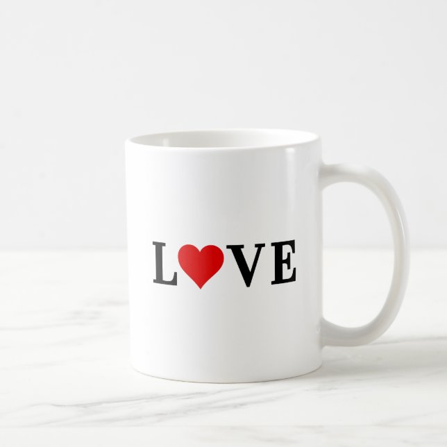 Classic LOVE Heart Elegant Minimalist Coffee Mug (Right)