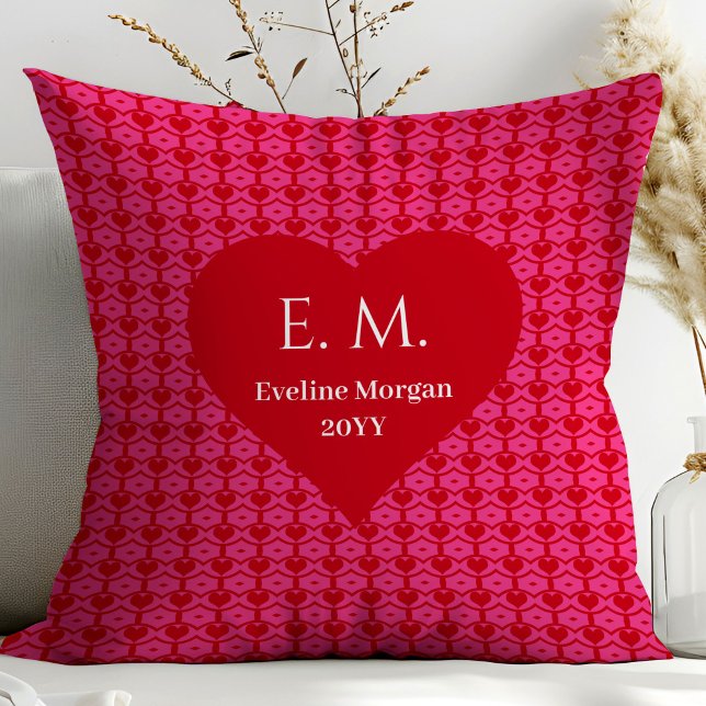 Classic Love Hearts Personalized Valentine Gift Throw Pillow (Classic Love Hearts Personalized Valentine Throw Pillow)