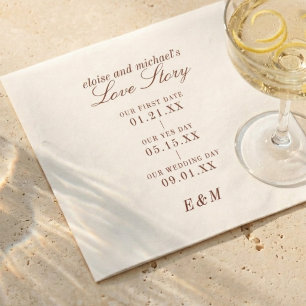 Classic Love Story Timeline Burgundy Wedding Napkins