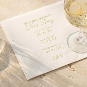 Classic Love Story Timeline Chartreuse Wedding Napkins