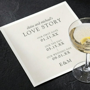 Classic Love Story Timeline Minimalist Wedding Napkins