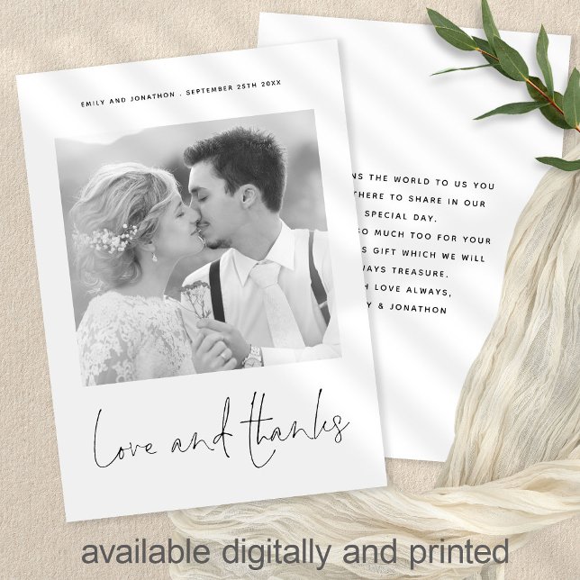 Classic Love Thanks Photo Wedding Thank You Card (Creator Uploaded)