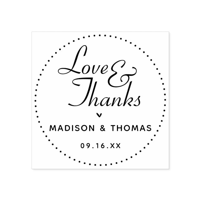 Classic Love & Thanks Wedding Favor Rubber Stamp (Imprint)