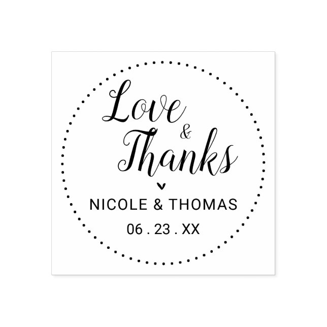 Classic Love & Thanks Wedding Favor Rubber Stamp (Imprint)