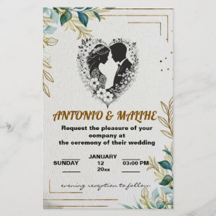 classic love wedding invitation stationery