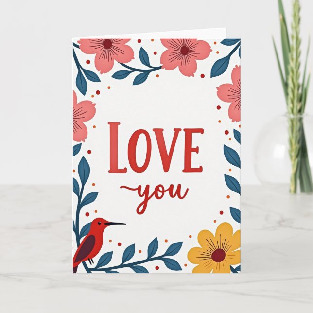 Classic Love You Floral Card (Front)
