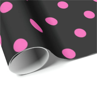Classic, lovely,elegant pink & black  polka dots wrapping paper