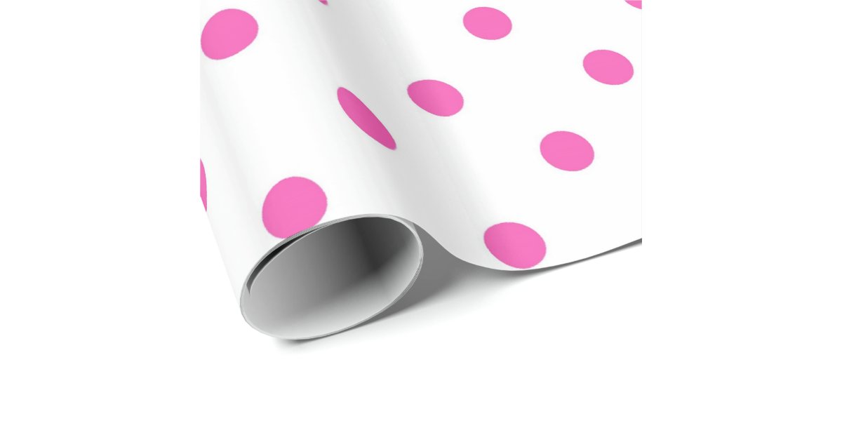Chic Vintage Rose Pink White Polka Dots Pattern Wrapping Paper Sheets