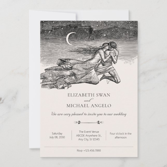 Classic lovers art mythology romantic wedding  invitation (Front)