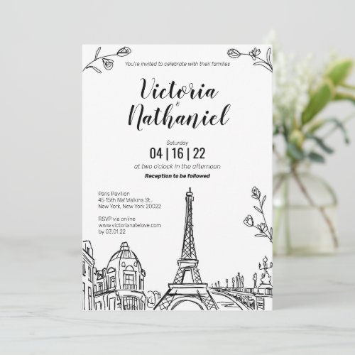 Classic Lovers in Paris City  Invitation