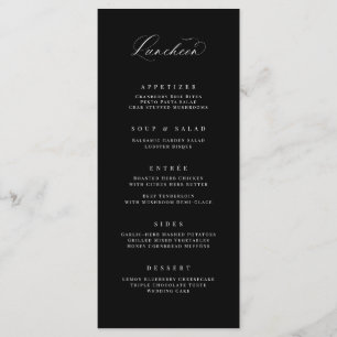 Classic Luncheon Menu Wedding Reception Meal Card