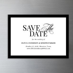 Classic Luxe Black and White Save the Date Magnetic Invitation