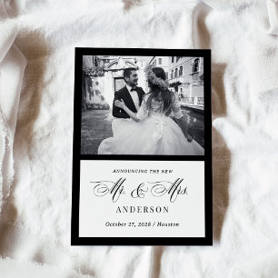 Classic Luxe Black and White Wedding Announcement