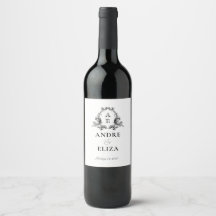 Classic Luxe Black and White Wine Bottle Label