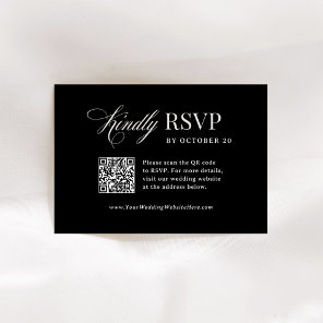 Classic Luxe | Black Scannable QR Code Wedding RSVP Card