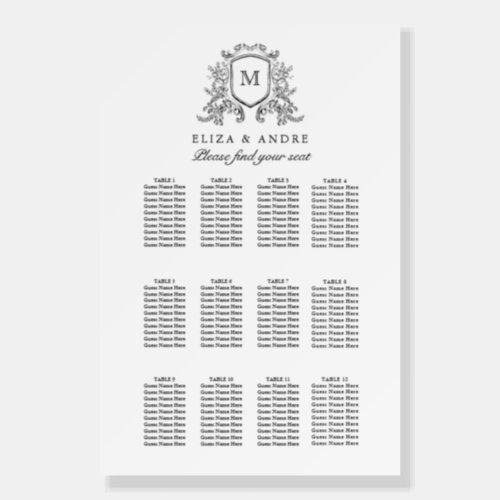 Classic Luxe Black  White Wedding Seating  Foam Board