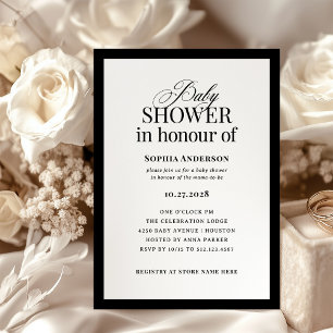 Classic Luxe BRITISH Spelling Baby Shower Invitation