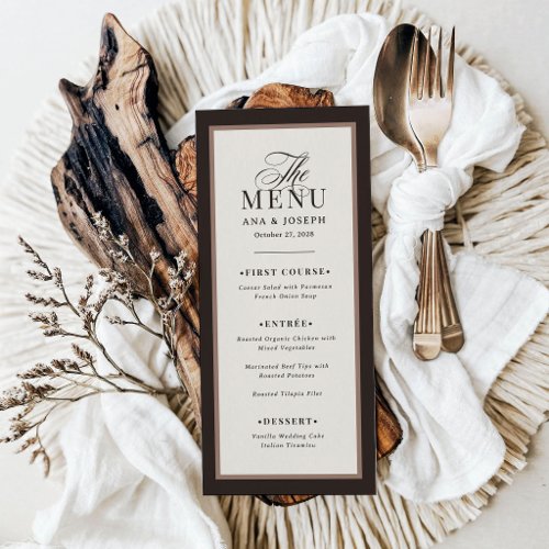 Classic Luxe | Brown Neutral Border Wedding Menu