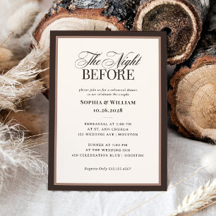 Classic Luxe   Brown Neutral Rehearsal Dinner Invitation