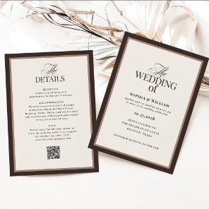 Classic Luxe | Brown Neutral RSVP QR Code Wedding Invitation