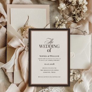 Classic Luxe Brown Neutral Wedding Invitation