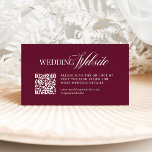 Classic Luxe Burgundy   Wedding Website QR Code Enclosure Card