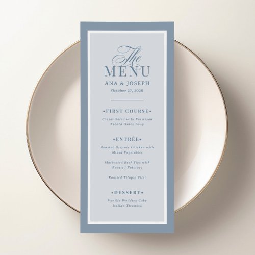 Classic Luxe | Dusty Blue Border Wedding Menu