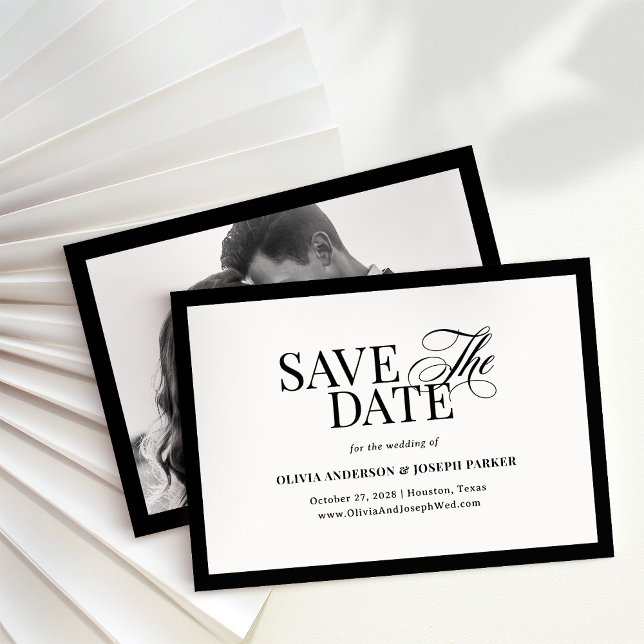 Classic Luxe | Elegant Black and White and Photo Save The Date (Creator Uploaded)