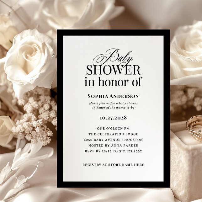 Classic Luxe | Elegant Black and White Baby Shower Invitation (Creator Uploaded)