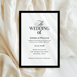 Classic Luxe   Elegant Black and White Wedding Invitation